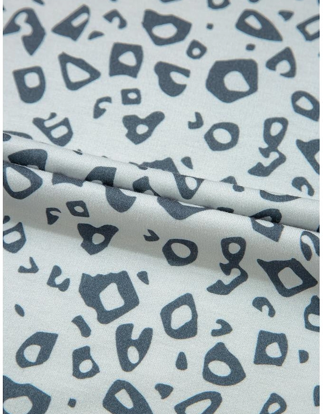 Khaki Leopard High Waist Side Bow Straight Leg