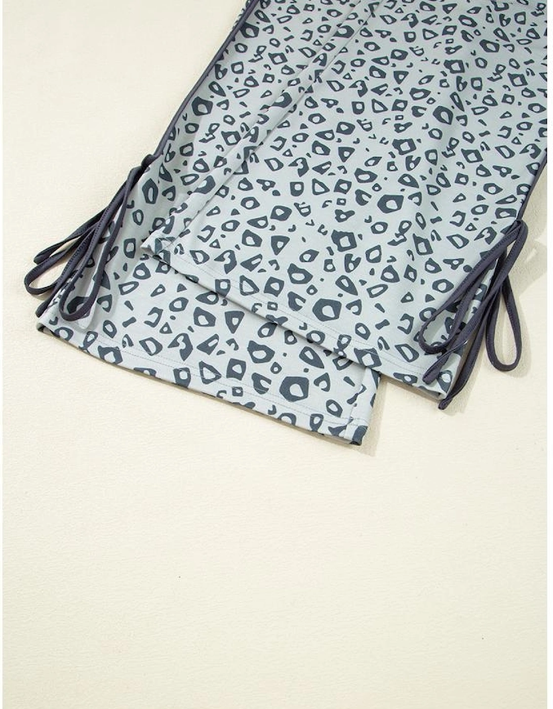 Khaki Leopard High Waist Side Bow Straight Leg