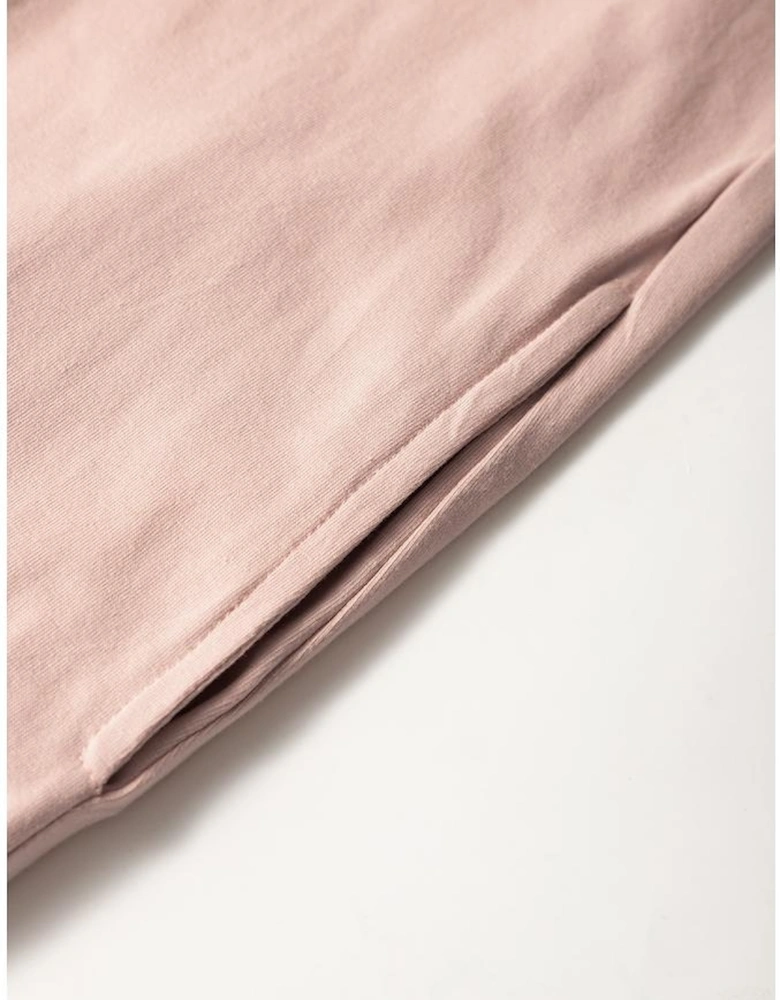 Oatmeal Frilled Trim Crew Neck Loose Fit Mini Dress