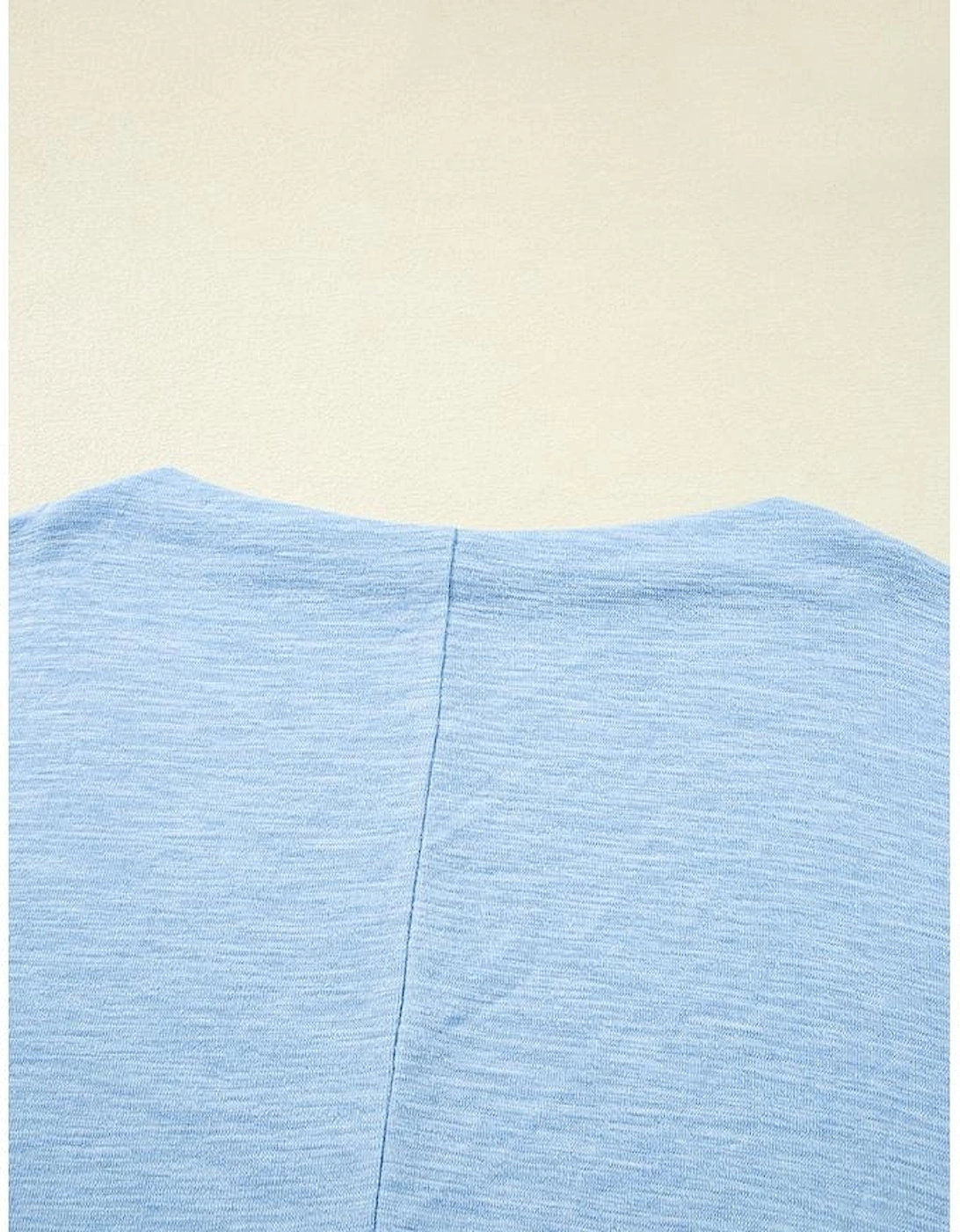 Beau Blue Solid Color Batwing Long Sleeve Top