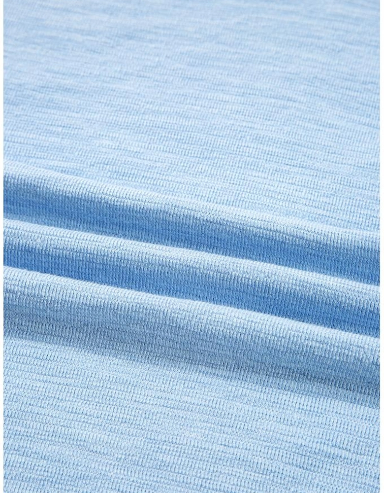 Beau Blue Solid Color Batwing Long Sleeve Top