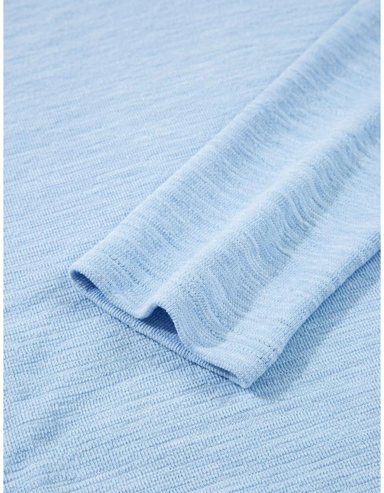 Beau Blue Solid Color Batwing Long Sleeve Top