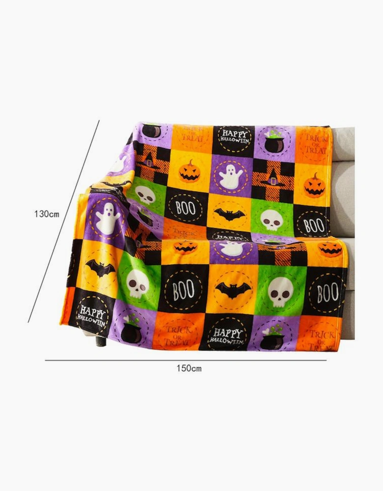 Azura Exchange Purple Halloween Patten Checkerboard Flannel Large Blanket