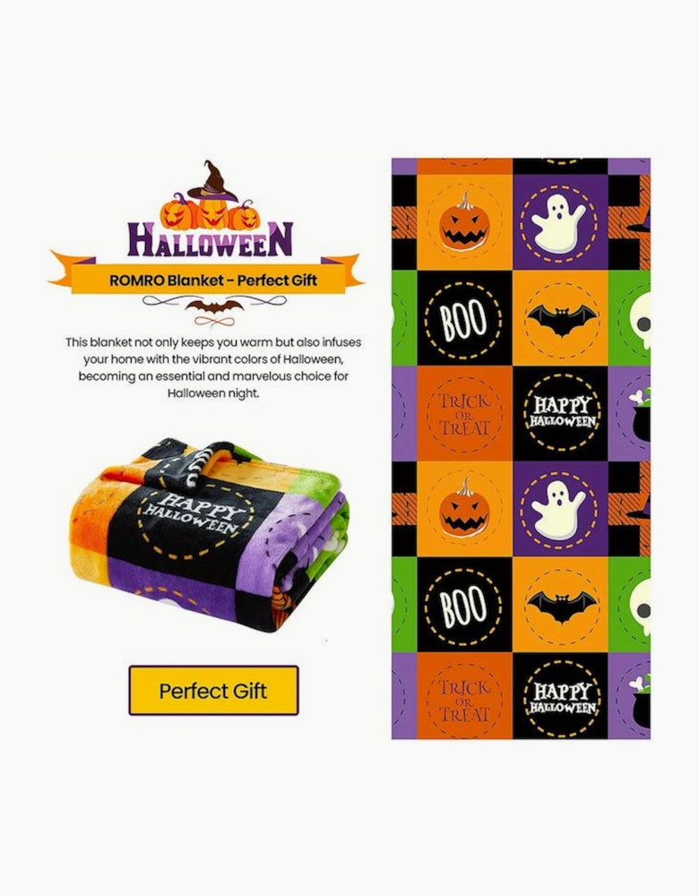 Azura Exchange Purple Halloween Patten Checkerboard Flannel Large Blanket