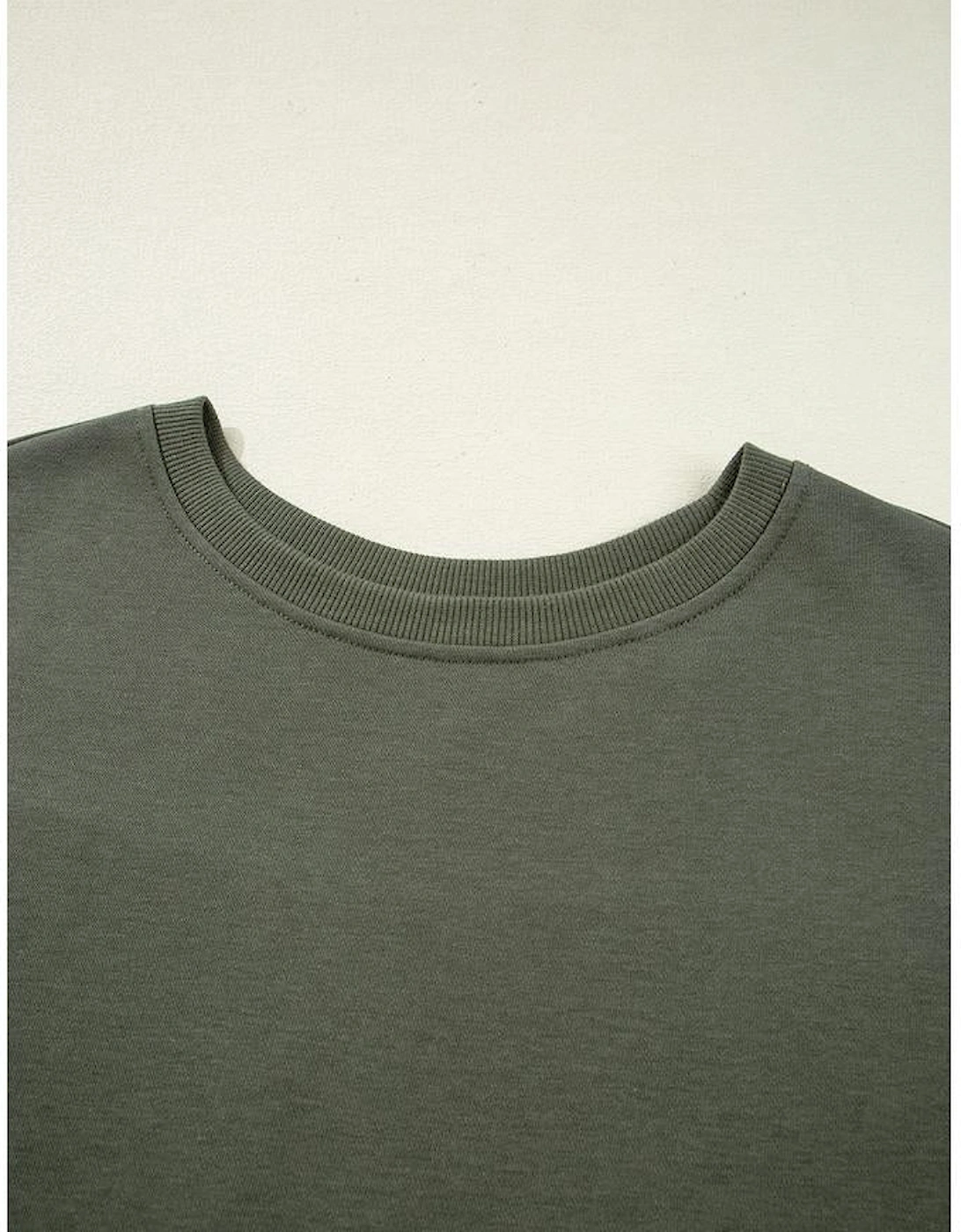 Moss Green Vintage Plaid Patchwork Drop Shoulder Sweatshirt