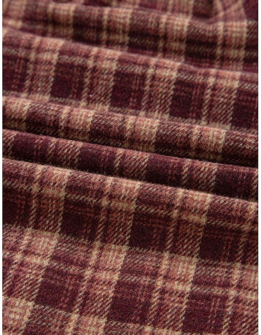 Moss Green Vintage Plaid Patchwork Drop Shoulder Sweatshirt