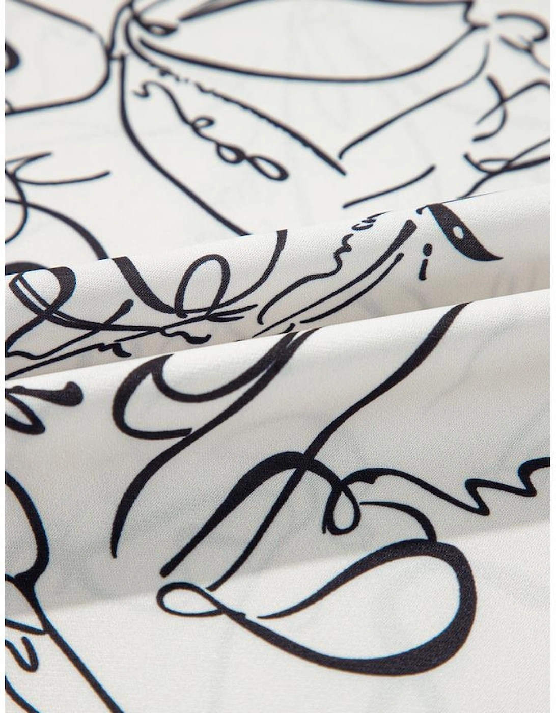 Beige Abstract Print Balloon Sleeve Crew Neck Blouse, 16 of 15