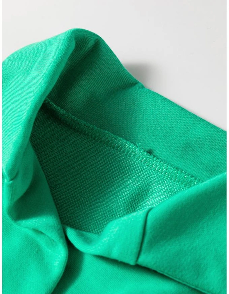 Sea Green Rainbow Colorblock Collared Short Sleeve Top 2 Piece Shorts Set