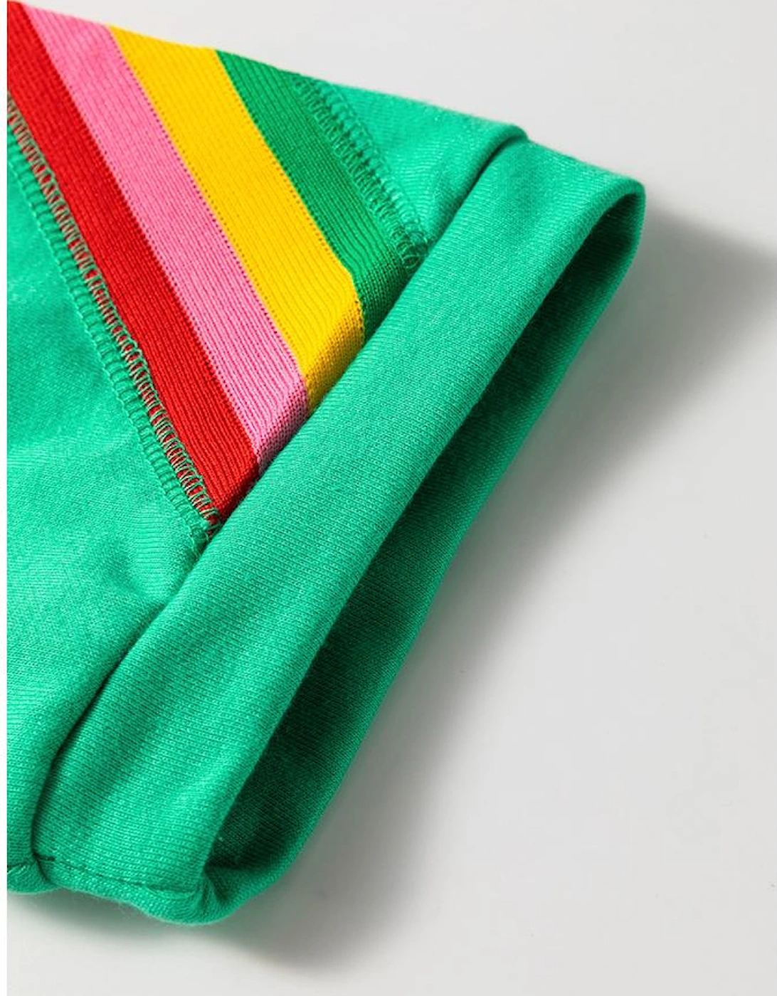 Sea Green Rainbow Colorblock Collared Short Sleeve Top 2 Piece Shorts Set