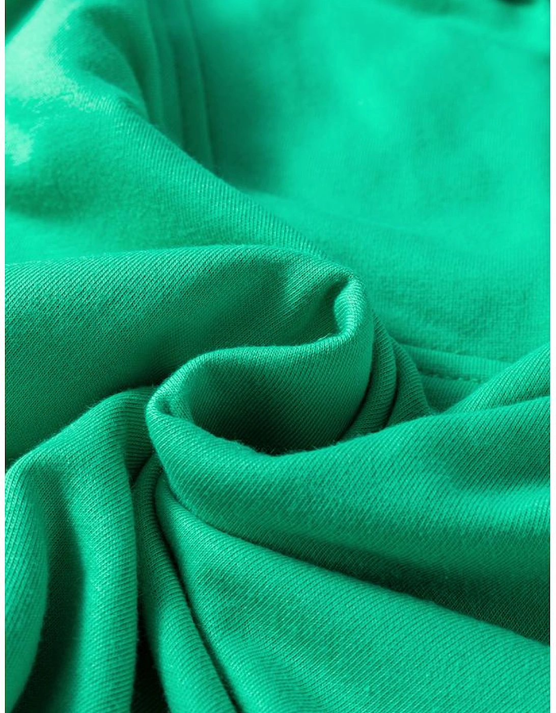 Sea Green Rainbow Colorblock Collared Short Sleeve Top 2 Piece Shorts Set