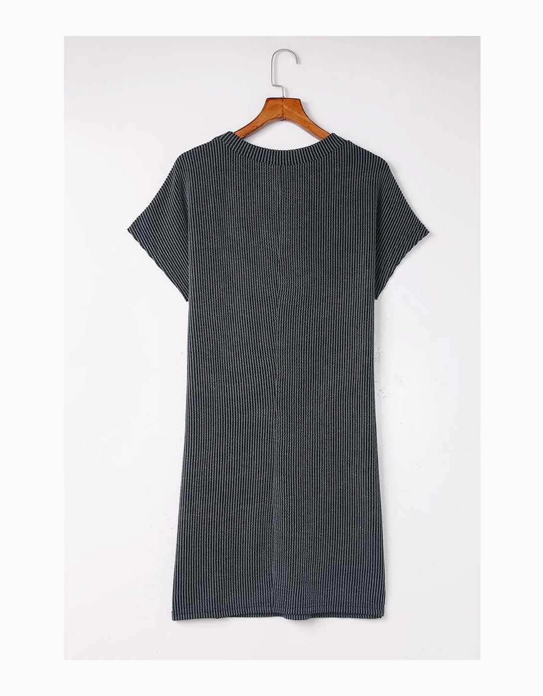 Gray Sequin Flag Stars Ribbed Shift T-shirt Dress