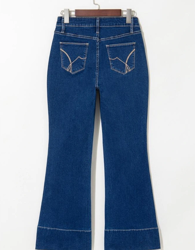 Sail Blue Center Seam Deep Wash Straight Jeans