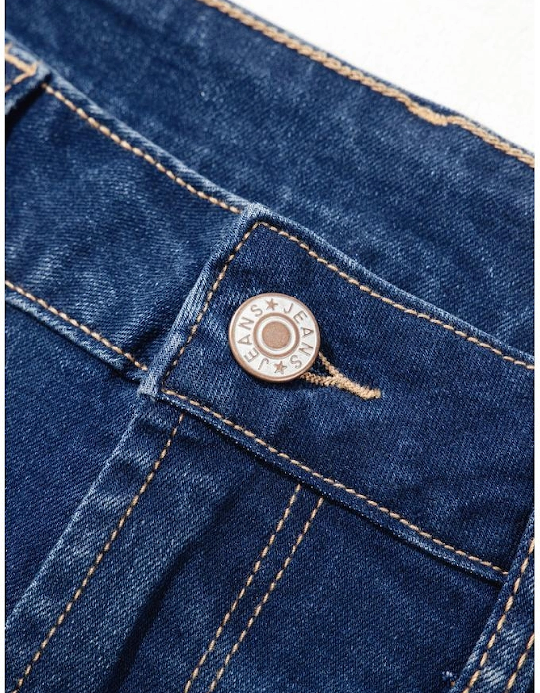 Sail Blue Center Seam Deep Wash Straight Jeans