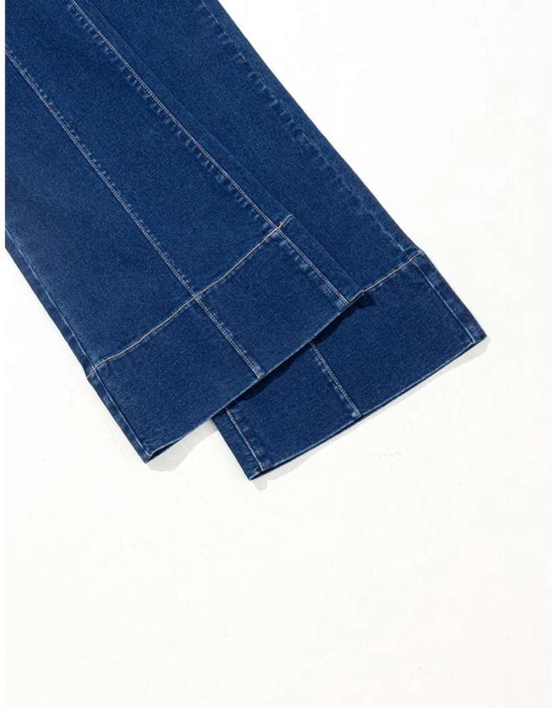 Sail Blue Center Seam Deep Wash Straight Jeans