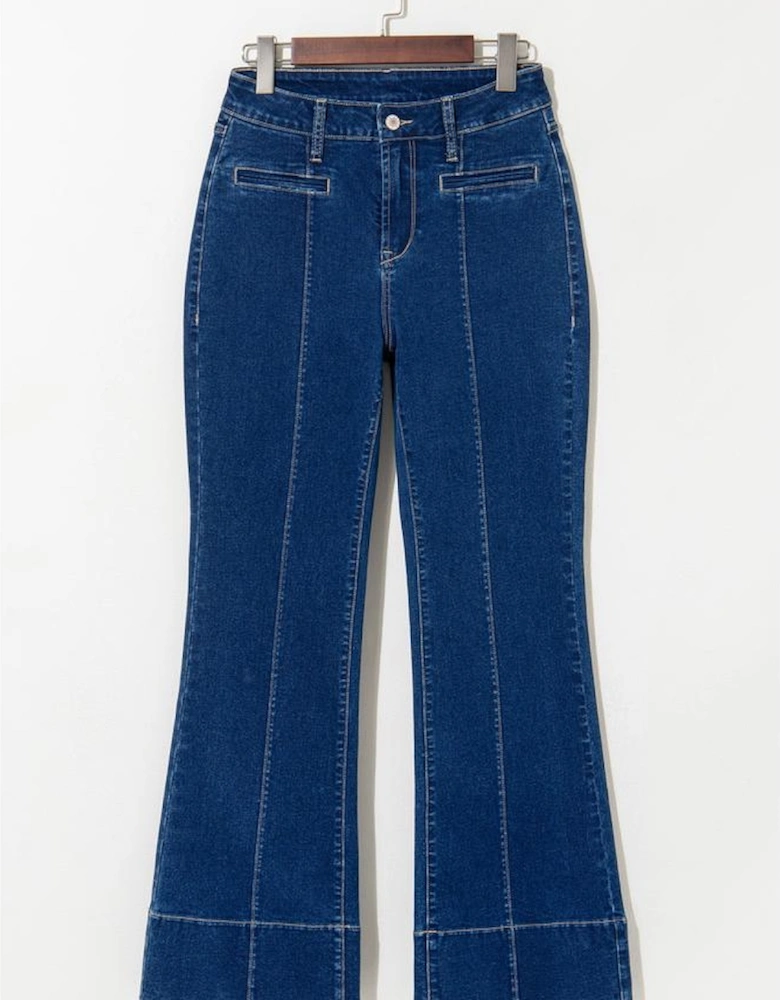 Sail Blue Center Seam Deep Wash Straight Jeans