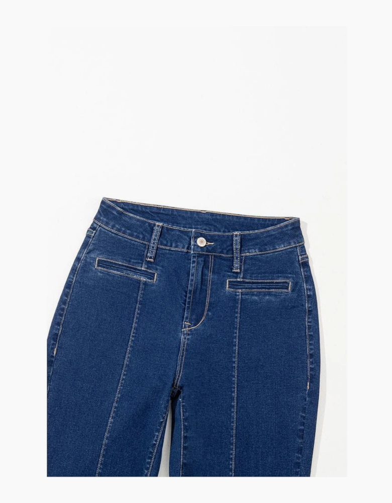 Sail Blue Center Seam Deep Wash Straight Jeans