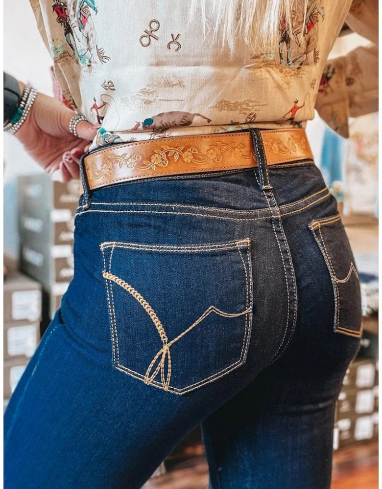 Sail Blue Center Seam Deep Wash Straight Jeans