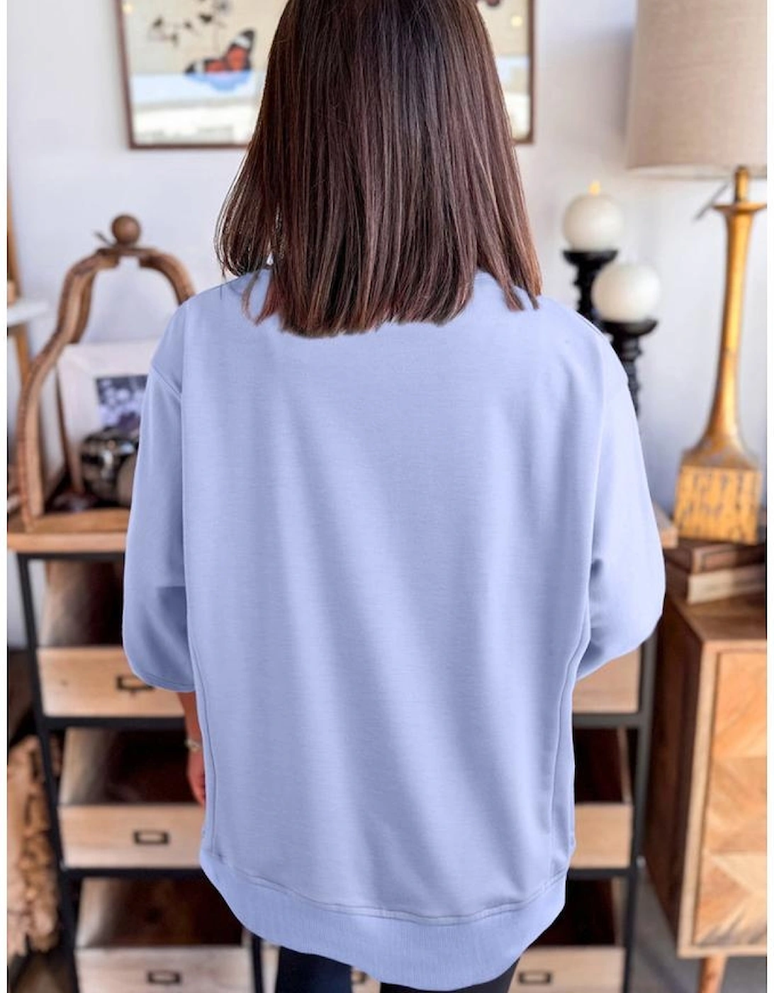 Beau Blue Floral Patched Half Sleeve Tunic Top, 4 of 3