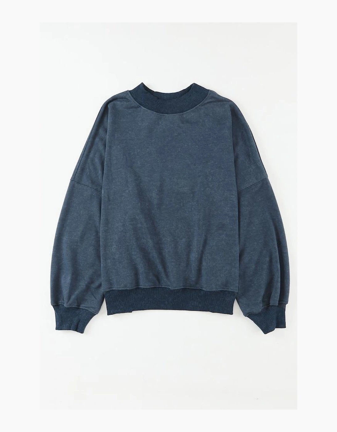 Sky Blue Drop Shoulder Crew Neck Pullover Sweatshirt