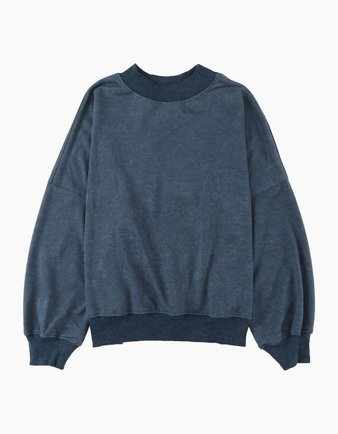Sky Blue Drop Shoulder Crew Neck Pullover Sweatshirt