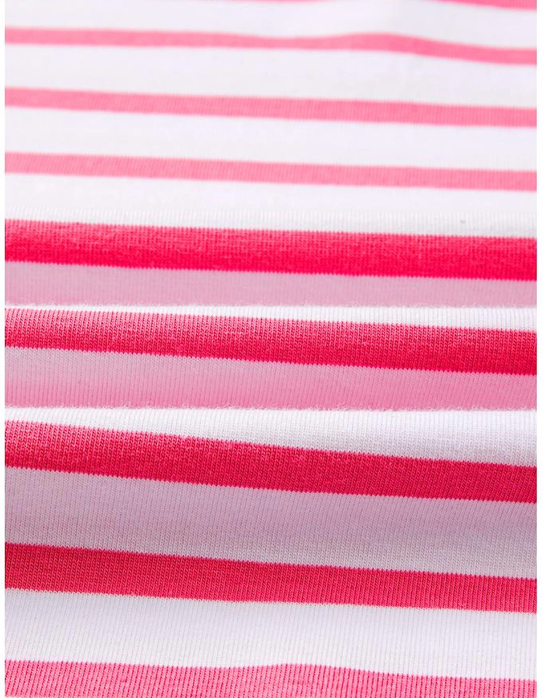 Pink Stripe Mixed Pattern Patchwork Uneven Hem Loose Tee