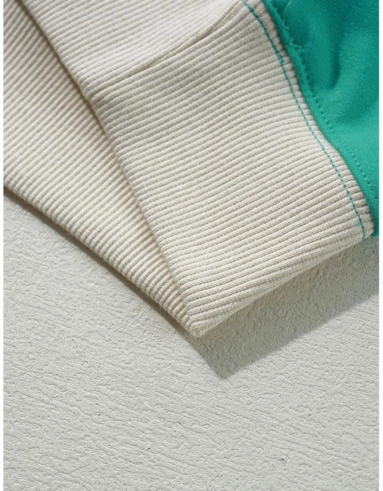 Aruba Blue Plaid Vintage Paisley Patchwork Long Sleeve Raglan Top