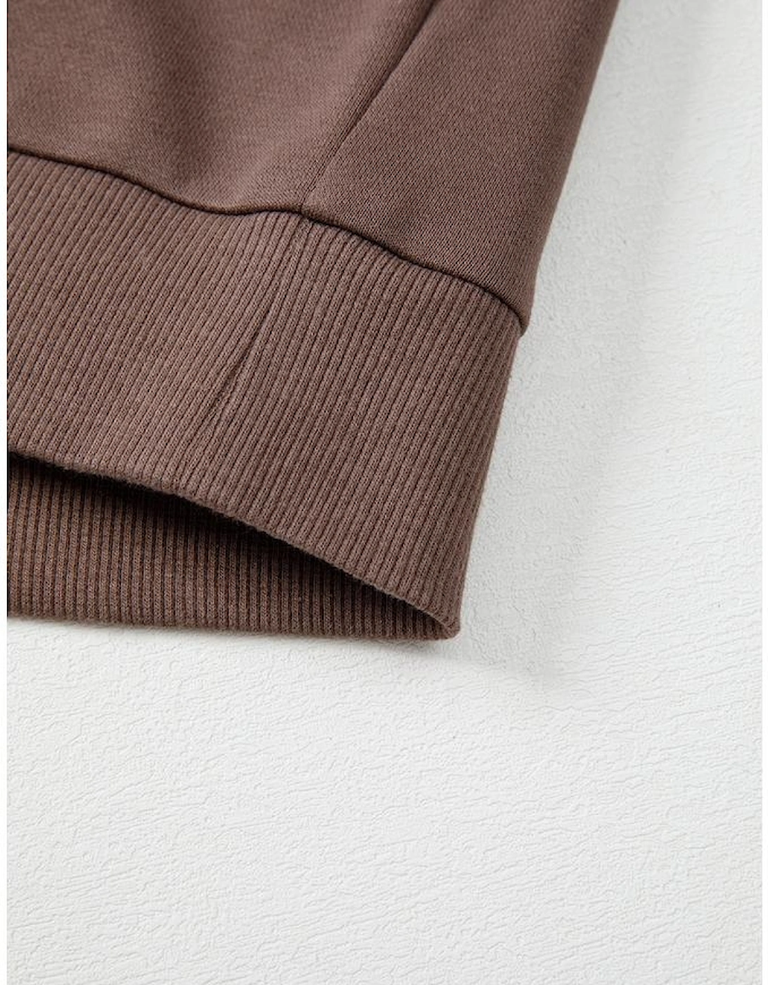 Dark Khaki Color Block Drop Shoulder Pullover Casual Sweatshirt