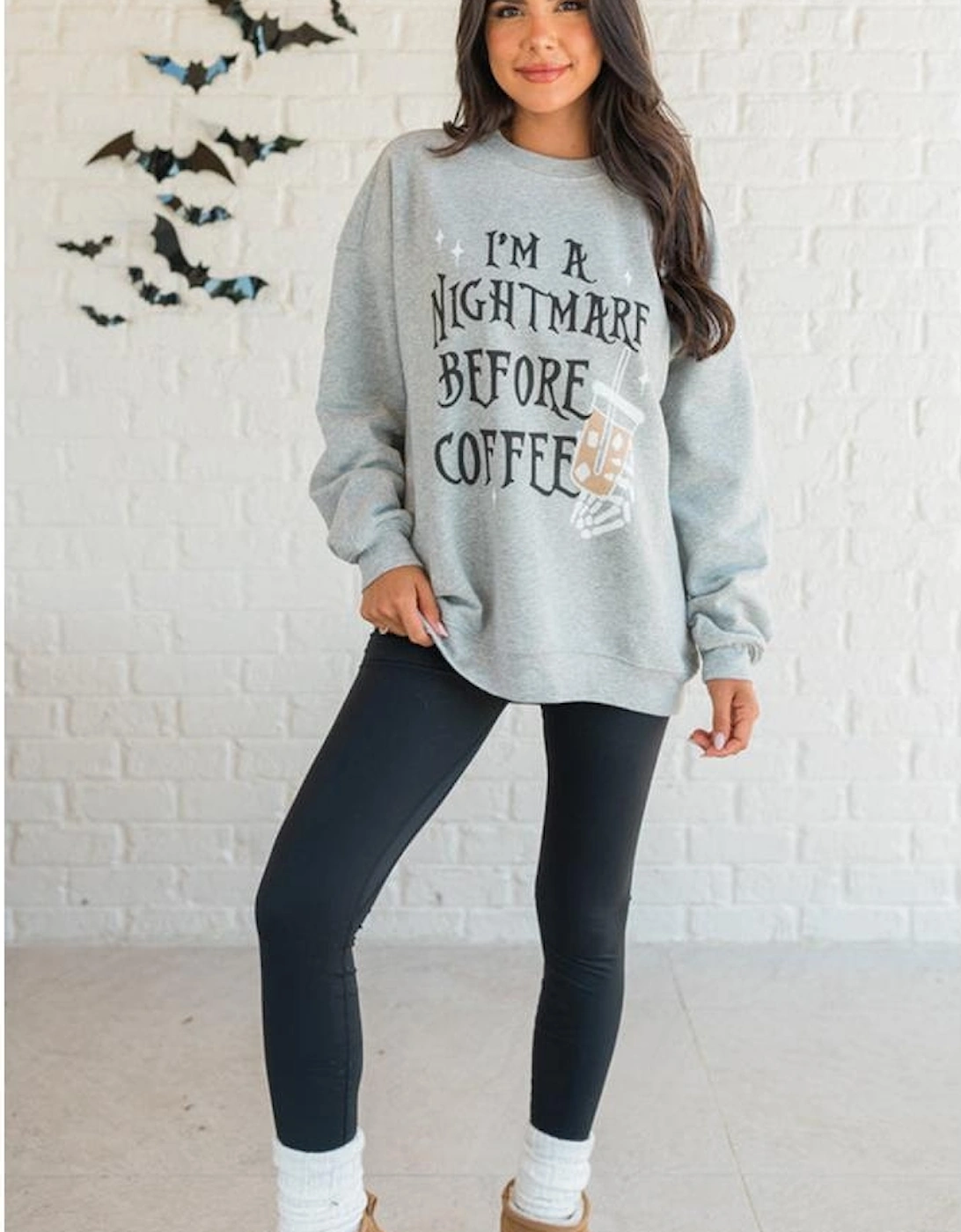 Gray I'M A NIGHTMARE BEFORE COFFEE Graphic Crewneck Sweatshirt, 8 of 7