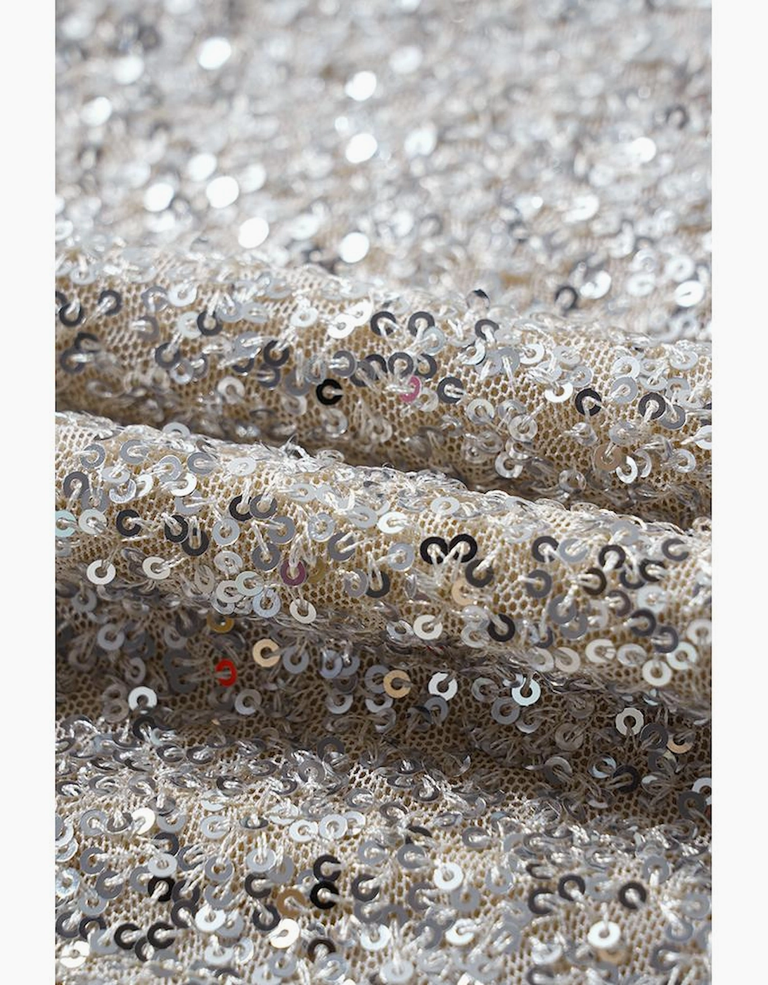 Silvery Sequin Puff Sleeve Cutout Back Blouse