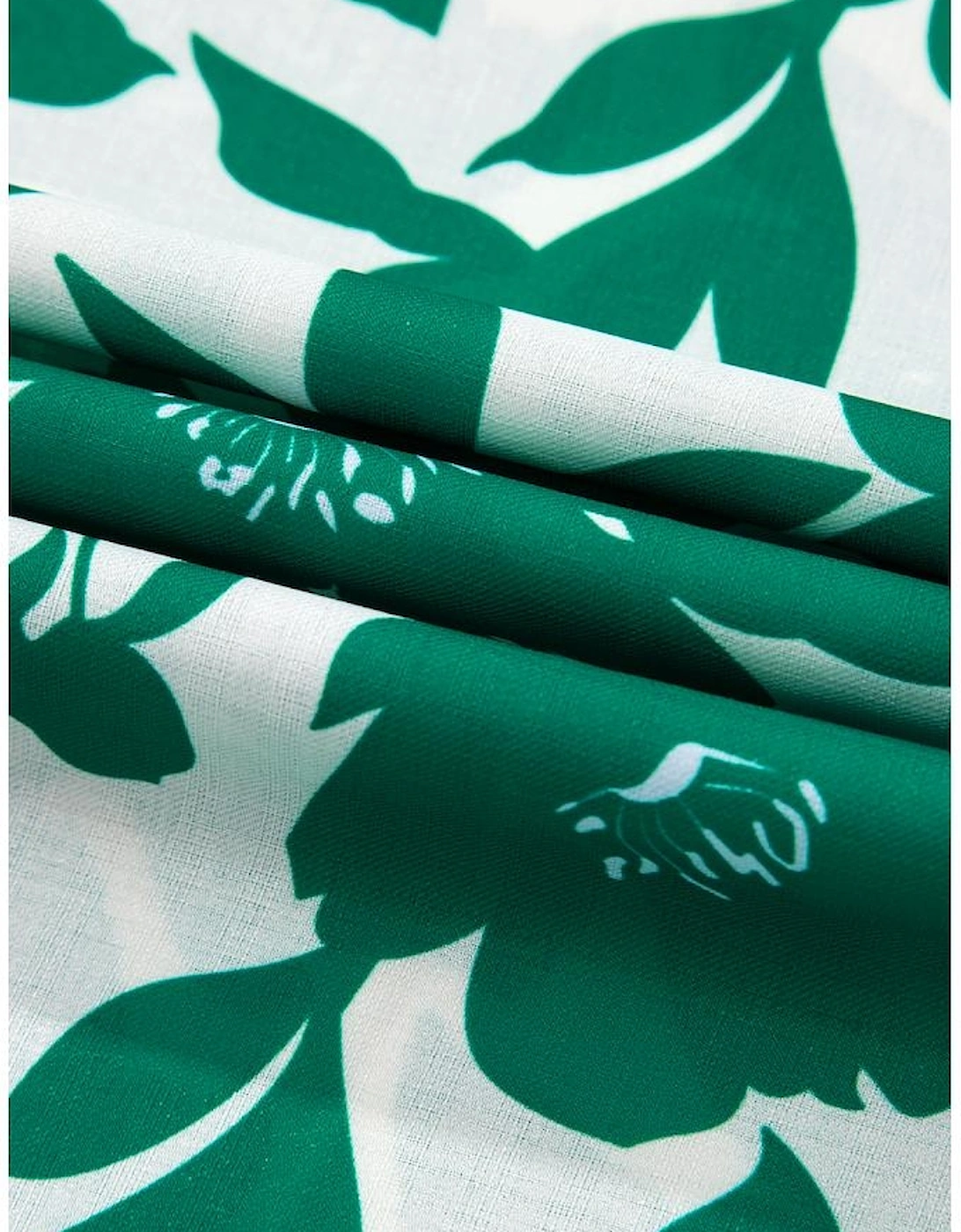 Green Floral Printed Ruffled Short Sleeve Round Neck Loose Blouse