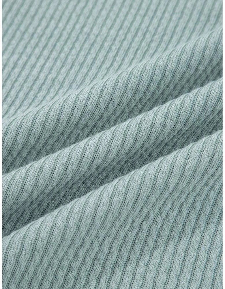 Clearly Aqua Ribbed Drop Shoulder Knit Hoodie