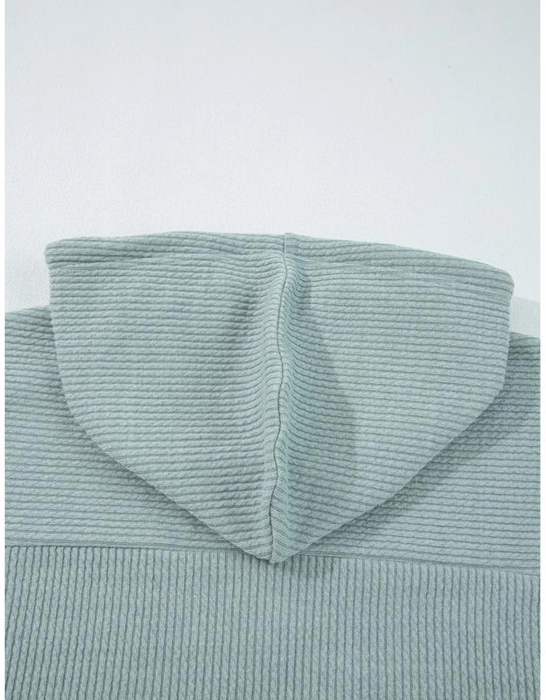 Clearly Aqua Ribbed Drop Shoulder Knit Hoodie