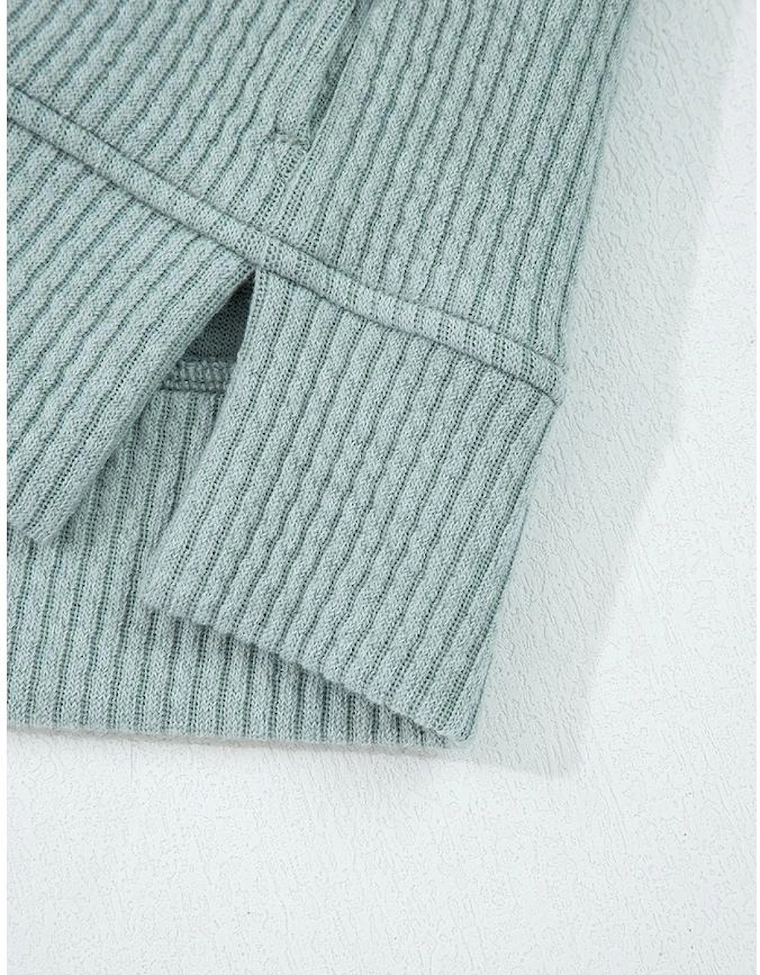Clearly Aqua Ribbed Drop Shoulder Knit Hoodie