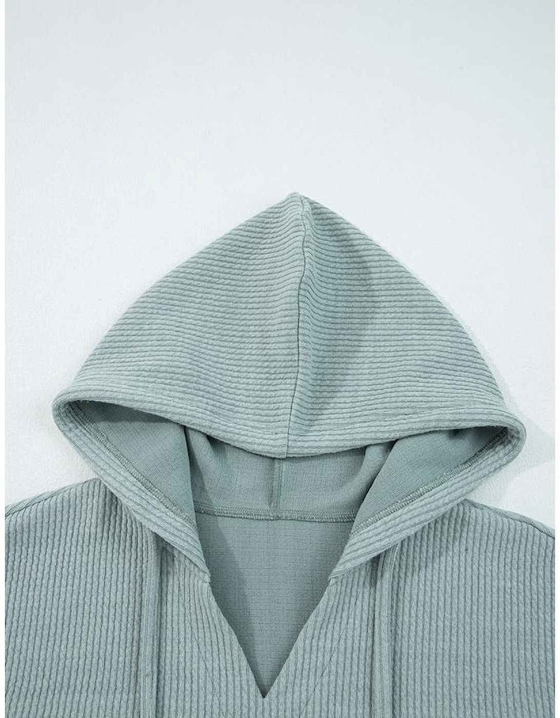 Clearly Aqua Ribbed Drop Shoulder Knit Hoodie
