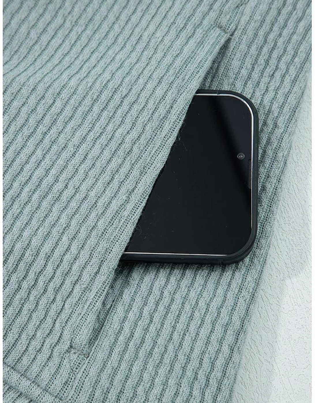 Clearly Aqua Ribbed Drop Shoulder Knit Hoodie