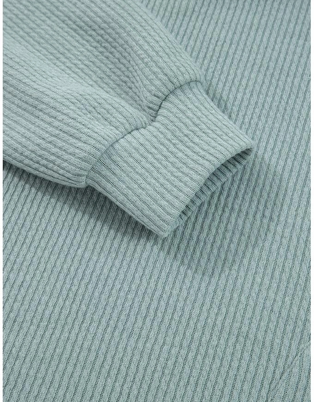 Clearly Aqua Ribbed Drop Shoulder Knit Hoodie