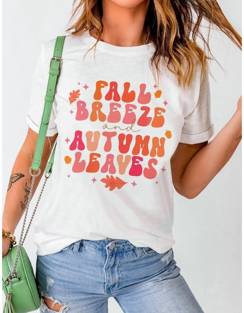 White FALL BREEZE and AUTUMN LEAVES Graphic Tee
