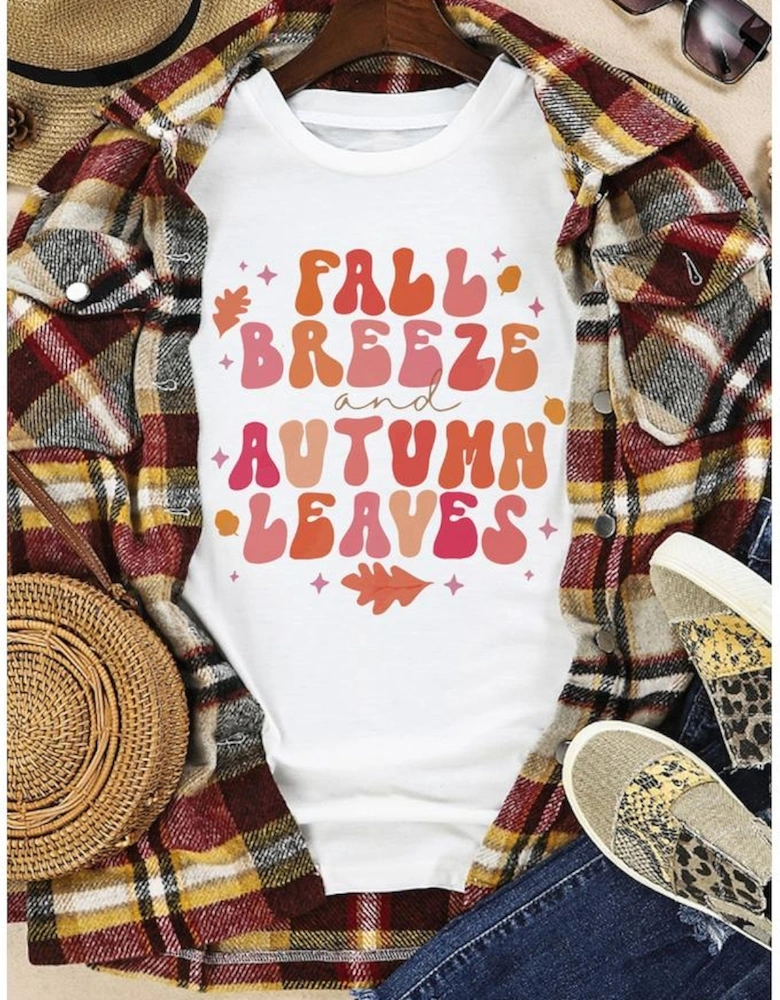 White FALL BREEZE and AUTUMN LEAVES Graphic Tee