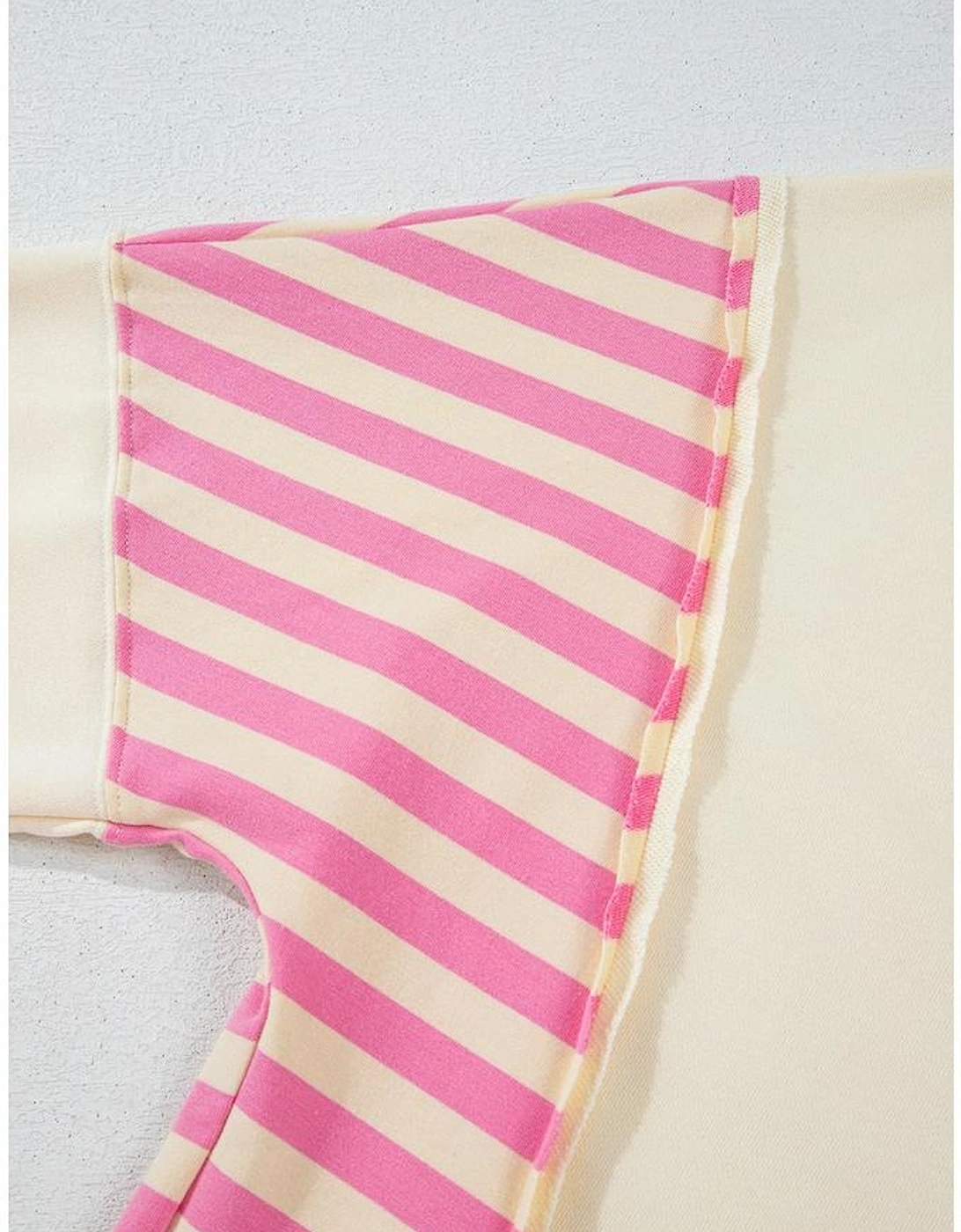 Pink Stripe Colorblock Patchwork Collared French Terry Knit Top, 11 of 10