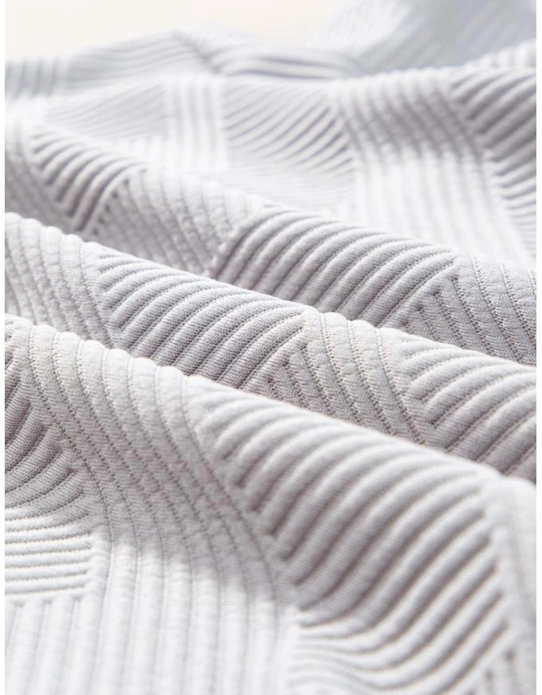 Light Grey Solid Textured Collared V Neck Top and Wide Leg Pants Set