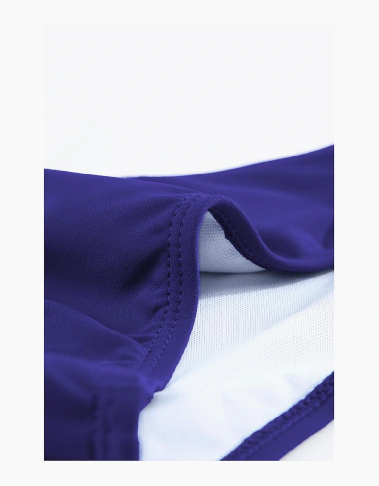 Blue Floral Pattern Strapless Tankini Set