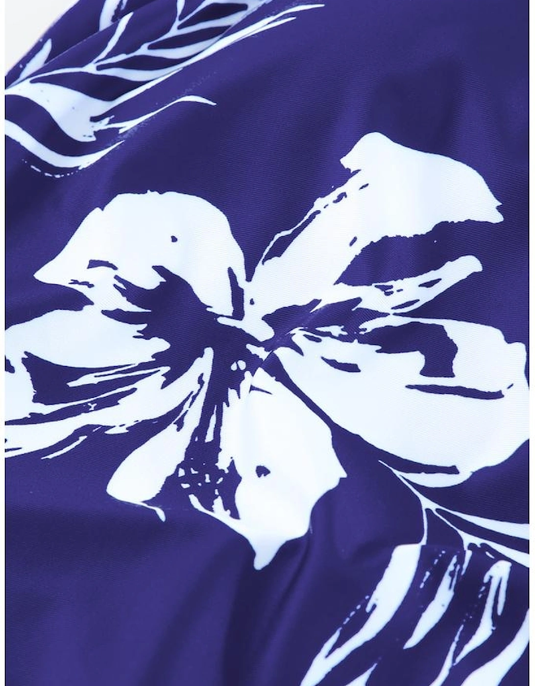 Blue Floral Pattern Strapless Tankini Set