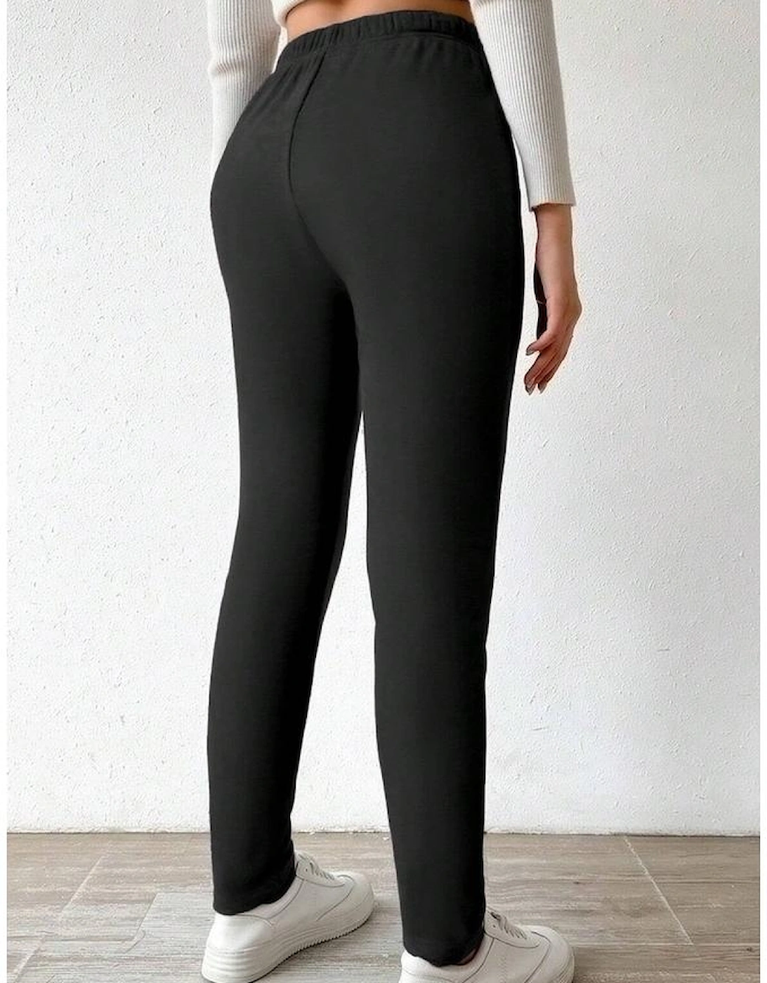 Black Thermal Lined Drawstring High Waist Leggings