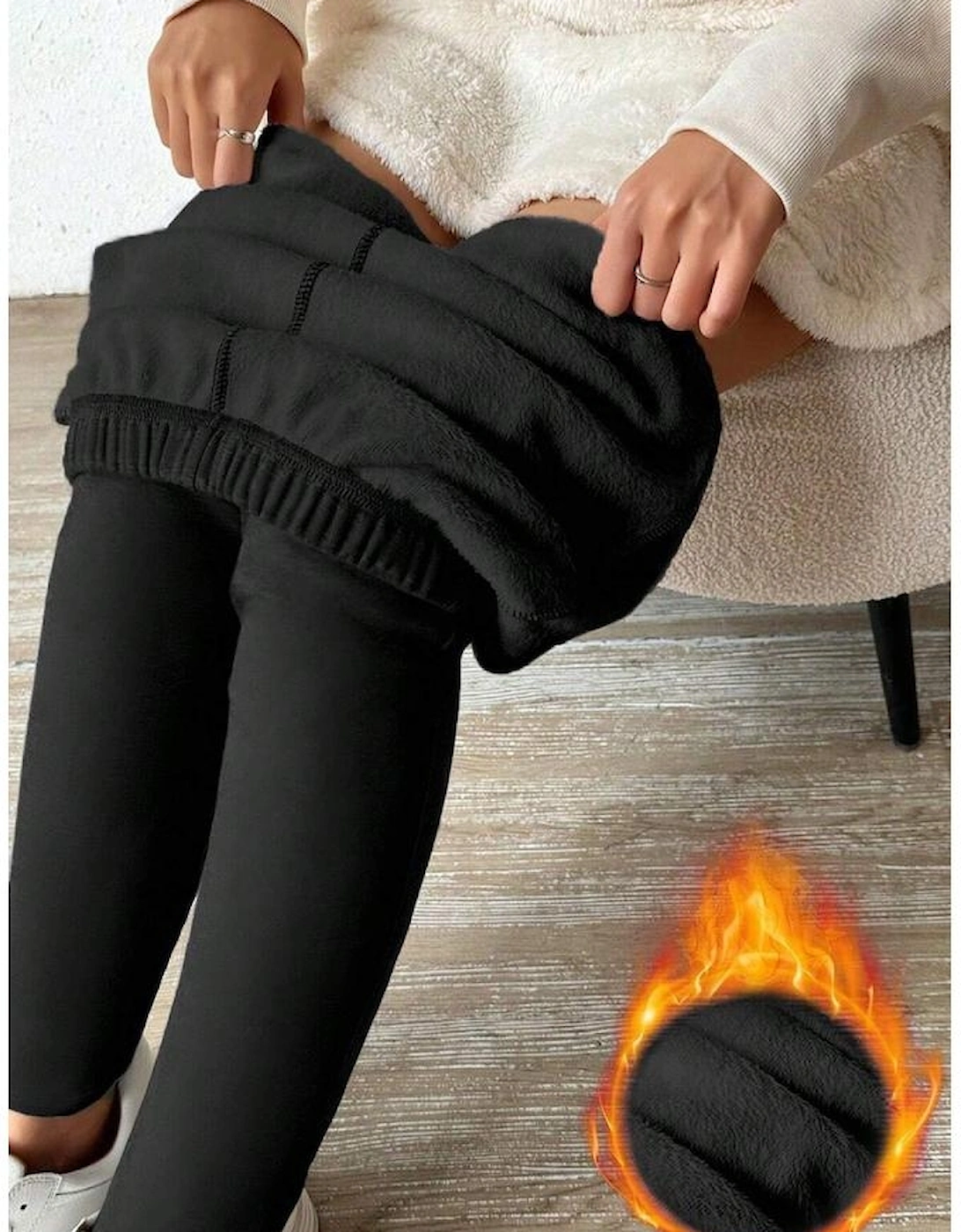 Black Thermal Lined Drawstring High Waist Leggings