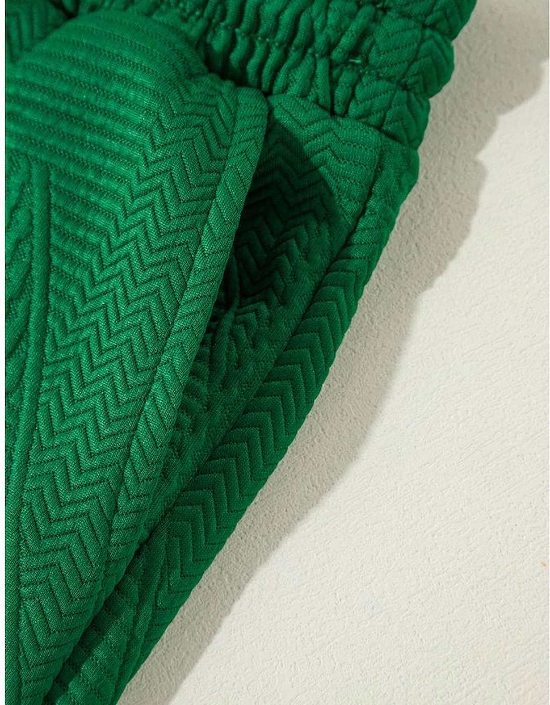 Dark Green Ruffled Sleeve Summer Top and Cropped Loose Pants Set