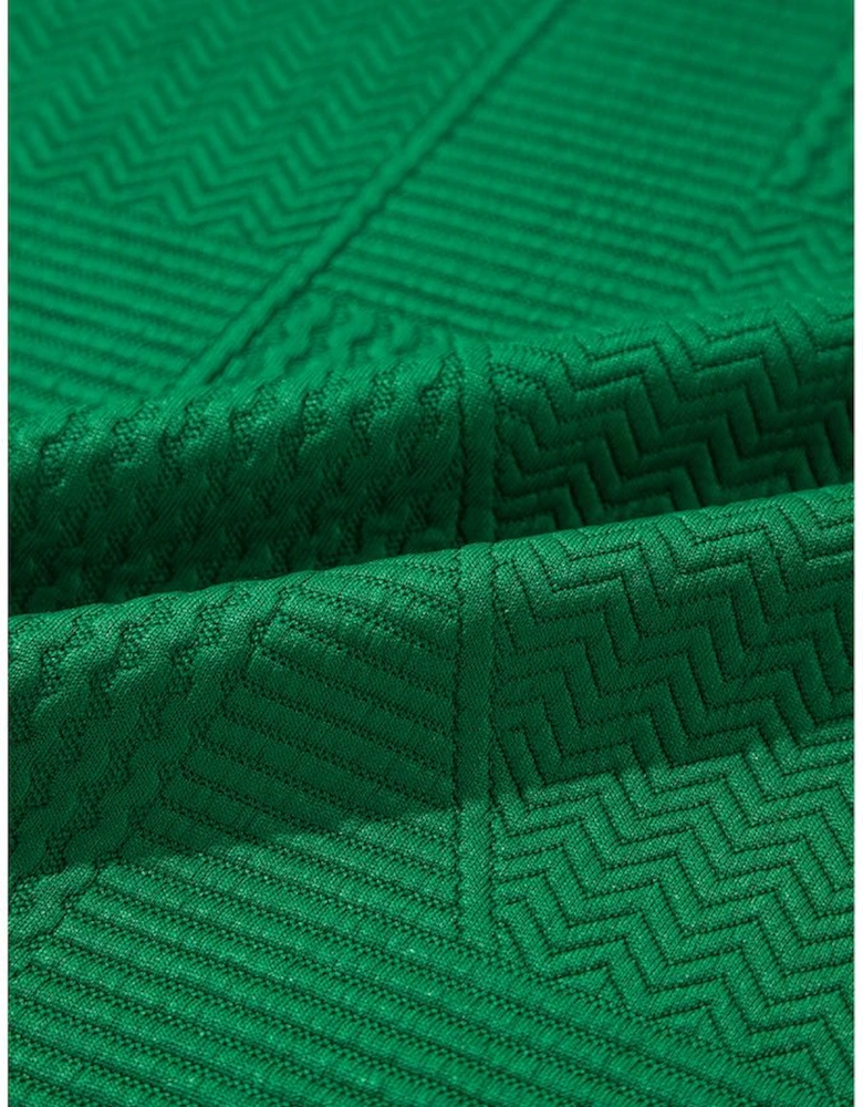 Dark Green Ruffled Sleeve Summer Top and Cropped Loose Pants Set