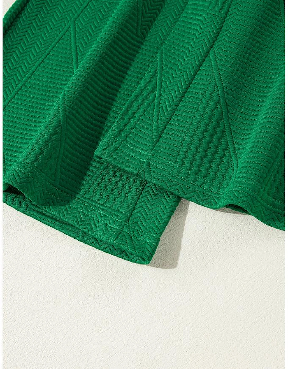 Dark Green Ruffled Sleeve Summer Top and Cropped Loose Pants Set