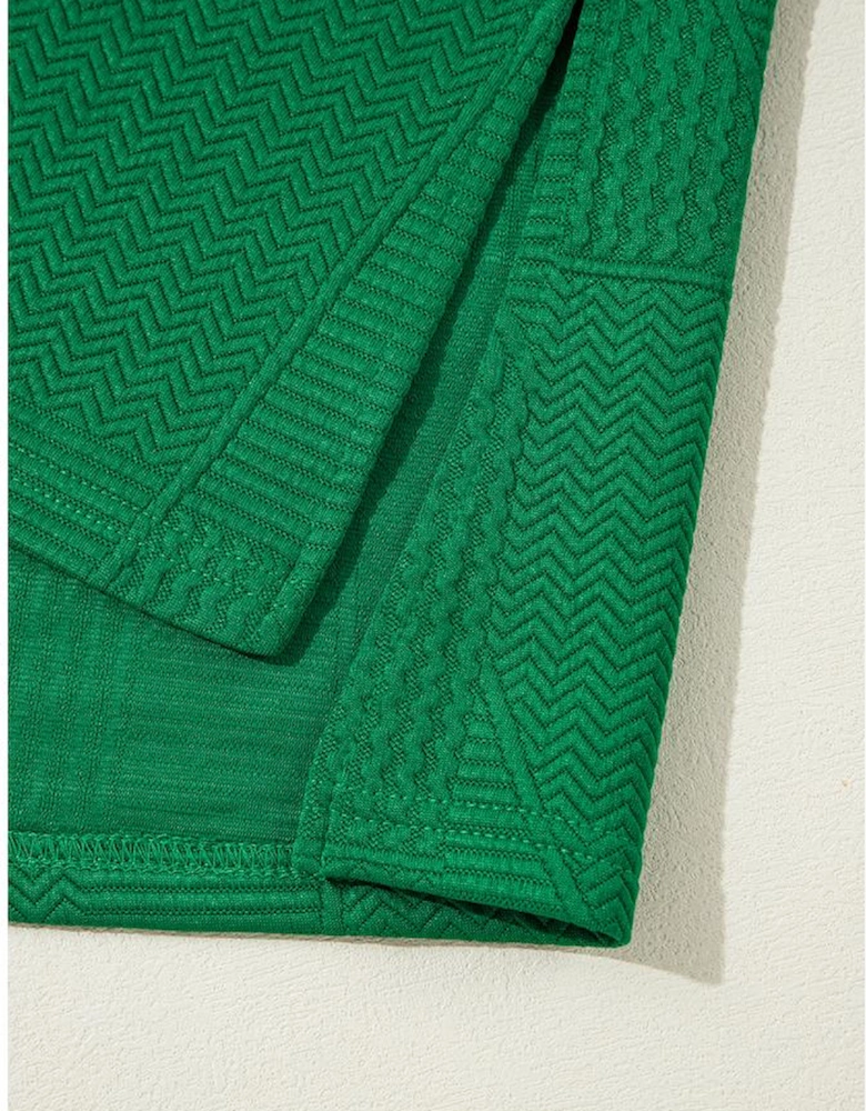 Dark Green Ruffled Sleeve Summer Top and Cropped Loose Pants Set