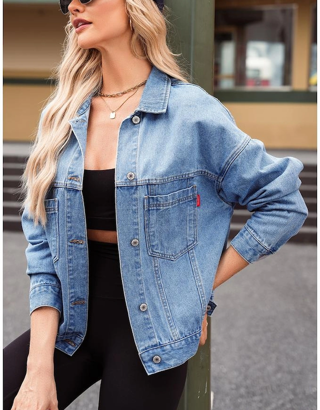 Wild Wind Washed Oversize Pocketed Denim Jacket