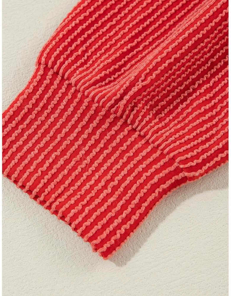 Fiery Red JOLLY Corded Long Sleeve Top and Pockets Pants Set